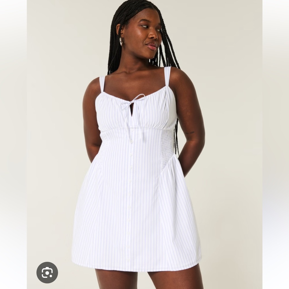 Hollister White and Blue Striped Mini Dress